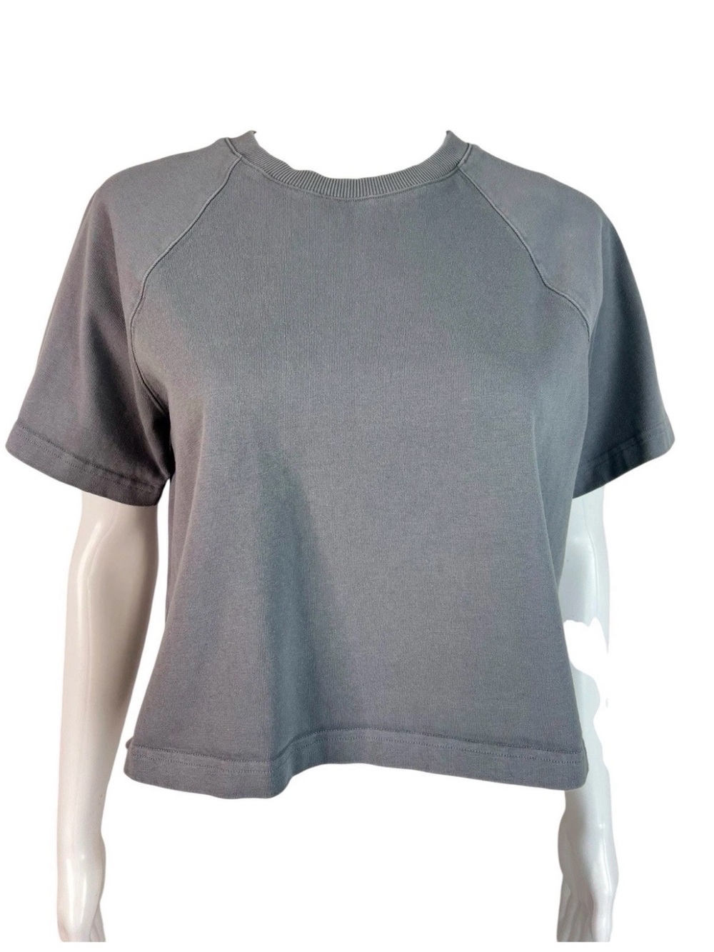 Vuori Boxy Short Sleeve Sweatshirt Crewneck Top Gray Oversized Athleisure